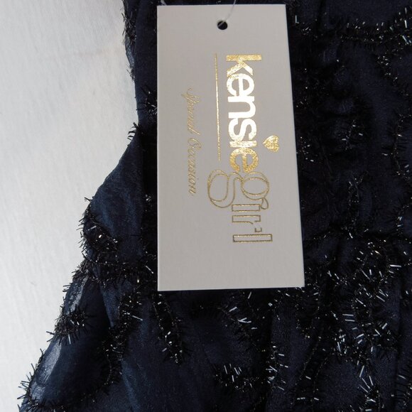 Kensie Girl Soutache Organza Blue Dress Girl's Size 5 Tinsel Ribbon Accent - Picture 7 of 9